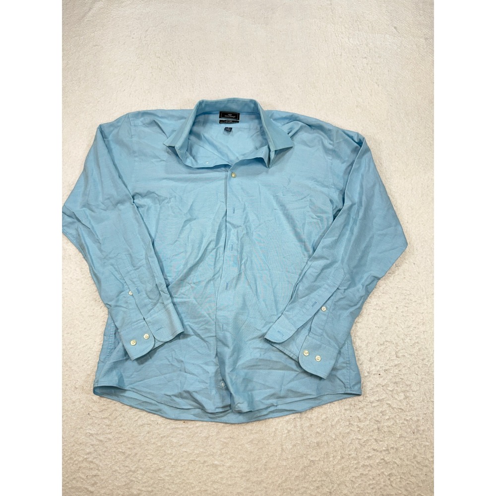 Dockers Mens Fitted Long Sleeve Button Down Shirt Light Blue Size M 15-15.5